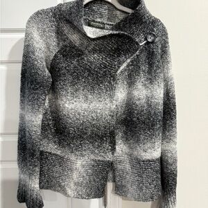 Eddie Bauer Black and Gray Cowl Neck Sweater with Safety Pin Fasteners XS